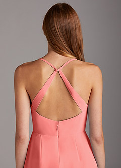 Azazie Manila Bridesmaid Dresses Coral Sheath V-Neck Chiffon Dress image5