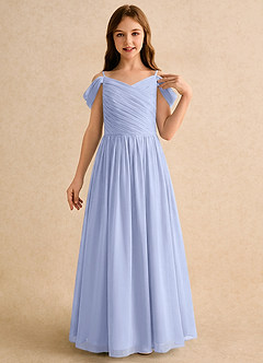 Azazie Chelo Girls Formal Flower Girl Dresses Ice A-Line Pleated Chiffon Dress image5