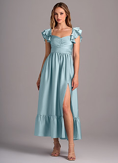 Azazie Anaya Bridesmaid Dresses Moody Blue A-Line Sweetheart Neckline Stretch Satin Convertible Dress image1