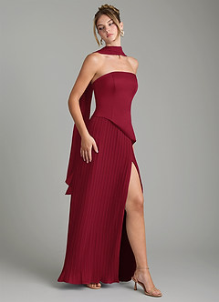 Azazie Tierney Bridesmaid Dresses Burgundy A-Line Strapless Chiffon Convertible Dress image9