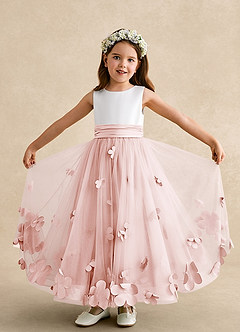 Azazie Vi Flower Girl Klänningar Klänning A-Line i Tyll Ärmlös image5