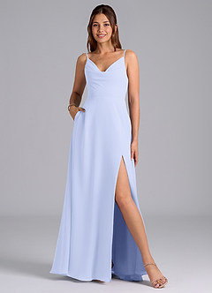 Azazie Sarella Bridesmaid Dresses Lavender A-Line with Pockets Chiffon Dress image1