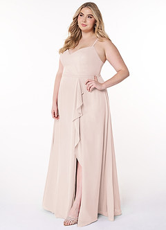 Azazie Naeem Bridesmaid Dresses Rose Petal A-Line V-Neck Ruffle Chiffon Dress image10
