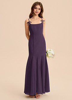 Azazie Evey Junior Plum Mermaid Pleated Chiffon Dress image1