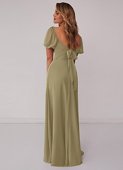 Barbie ♥ Azazie Bridesmaid Dresses Moss Green A-Line Pleated Chiffon Dress image3