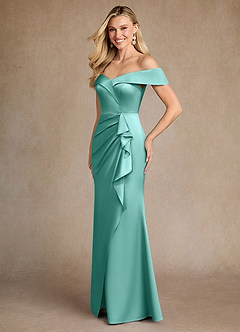 Azazie Laredo vestidos de madre de la novia Vestido de Aqua de Satén Elástico de Sirena con Vestidos sin tirantes image2