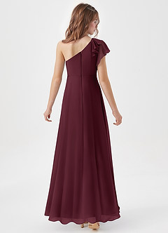 Azazie Arabella Junior Cabernet A-Line Ruched Chiffon Dress image6