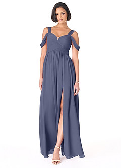 Azazie Lianne Bridesmaid Dresses Stormy A-Line Off the Shoulder Chiffon Dress image2