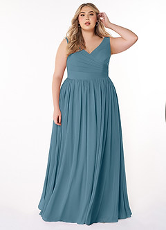 Azazie Keyla Bridesmaid Dresses Bermuda A-Line V-Neck Pleated Chiffon Dress image6