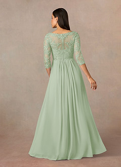 Azazie Hayek Mother of the Bride Dresses Dusty Sage A-Line V-Neck Lace Chiffon Dress image9