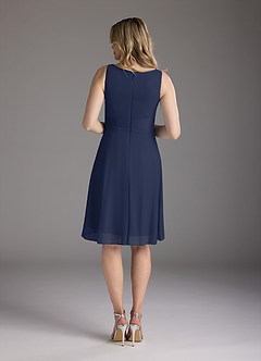 Azazie Sunny Mother of the Bride Dresses Dark Navy A-Line Pleated Mesh Dress image6
