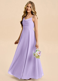 Azazie Gia Junior Lilac A-Line Pleated Chiffon Dress image3