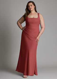 Azazie Agustina Bridesmaid Dresses Terracotta Mermaid Corset Chiffon Dress image10
