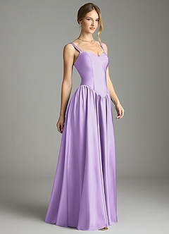 Azazie Evadina Suknie dla druhen Linia A Gorset Satyna elastyczna Do ziemi Sukienka image4