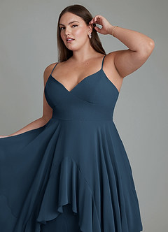 Azazie Zaina Abiti da Damigella Abito A-Line in Chiffon Marino Scuro image12