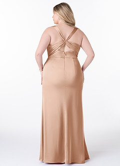 Azazie Mero Jurken voor bruidsmeisjes Jurk van Stretch Satijn met Zeemeermin Geplooid Engelse Roos image7