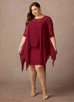 Azazie Flo Kleider für die Brautmutter A-Linie Spitze Chiffon Kleid Burgunderrot image10