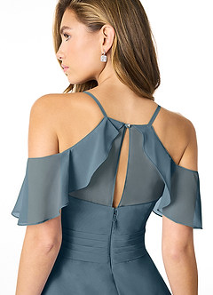 Azazie Dakota Bridesmaid Dresses Twilight A-Line V-Neck Pleated Chiffon Dress image4