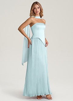 Azazie Tierney Robes de demoiselle d'honneur Robe Trapèze Convertible en Mousseline de soie Sans bretelle Brume image7