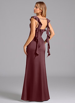 Azazie Adi Bridesmaid Dresses Sangria A-Line Pleated Stretch Satin Dress image6
