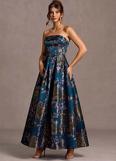 Xamira Teal Floral Maxi Dress image3