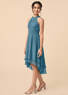 Azazie Linna Junior Bermuda A-Line Pleated Chiffon Dress image3