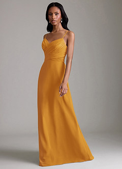 Azazie Kali Bridesmaid Dresses Butterscotch A-Line Pleated Chiffon Dress image6