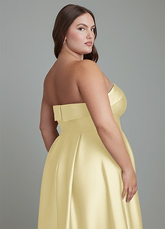 Azazie Lucienne Brautjungfernkleider Wandelbar A-Linie Schulterfrei Stretch-Satin Kleid Zitronensorbet image10