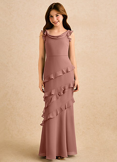 Azazie Aria Girls Formal Flower Girl Dresses Cedar Rose Mermaid Ruched Chiffon Dress image2
