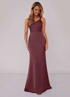 Barbie ♥ Azazie Bridesmaid Dresses Sangria Mermaid Pleated Stretch Satin Dress image1