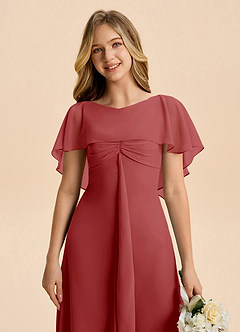 Azazie Selena Junior Rust A-Line Ruched Chiffon Dress image7