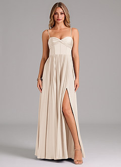 Azazie Akiko Bridesmaid Dresses White Alabaster A-Line Sweetheart Neckline Stretch Satin Dress image1