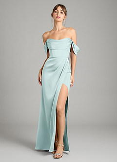 Azazie Johana Vestidos de damas de honor Vestido de Neblina de Satén Elástico de Corte Sirena Convertible con Vestidos sin tirantes image6