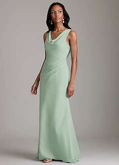 Azazie Linelle Brautjungfernkleider Meerjungfrau-Linie Plissee Chiffon Kleid Agave image6