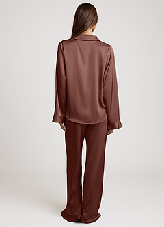 front Personalized Embroidered Long Satin Pajama Set