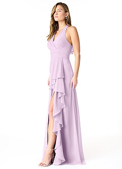 Azazie Aviv Bridesmaid Dresses Frosted Lilac A-Line Pleated Chiffon Dress image3