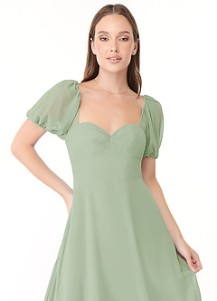 Azazie Baby Final Sale Dusty Blue A-Line Sweetheart Ruched Chiffon Dress image5