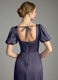 Azazie Fyona Bridesmaid Dresses Stormy A-Line Pleated Stretch Satin Dress image2