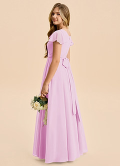 Azazie Cady Junior Candy Pink A-Line Pleated Chiffon Dress image6