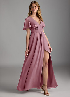 Azazie Zaniah Bridesmaid Dresses Vintage Mauve A-Line Chiffon Dress image3