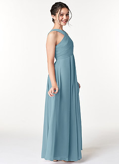 Azazie Kaleigh Junior Agave A-Line Pleated Chiffon Dress image5