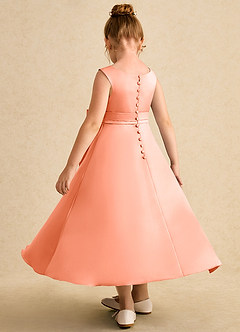 Azazie Eve Abiti da Ragazza di Fiori Abito A-Line in Raso Opaco Plissettato Tramonto image5