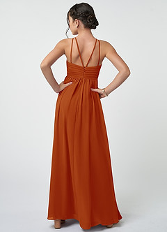 Azazie Leighton Junior Paprika A-Line Pleated Chiffon Dress image3