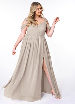 Azazie Lianne Bridesmaid Dresses Frost A-Line Off the Shoulder Chiffon Dress image10