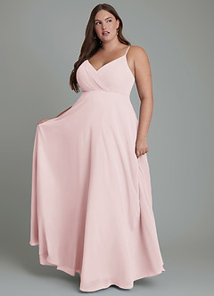 Azazie Amani Bridesmaid Dresses Blushing Pink A-Line Pleated Chiffon Dress image7