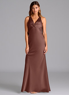 Azazie Hati Bridesmaid Dresses Espresso Mermaid Stretch Satin Dress image5