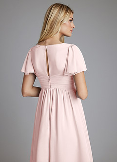 Azazie Verna Maternity Bridesmaid Dresses A-Line V-Neck Ruched Chiffon Floor-Length Dress image6