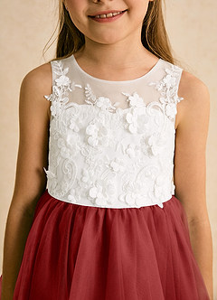 Azazie Lina Flower Girl Dresses Ivory Rust Ball-Gown Lace Dress image8