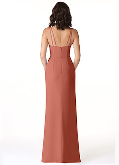 Azazie Leo Bridesmaid Dresses Clay Mermaid V-Neck Pleated Chiffon Dress image1