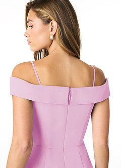 Azazie Lecia Bridesmaid Dresses Candy Pink Empire Off-The-Shoulder Pleated Chiffon Convertible Dress image5